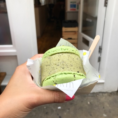 Matcha macaroon ice cream sandwich
